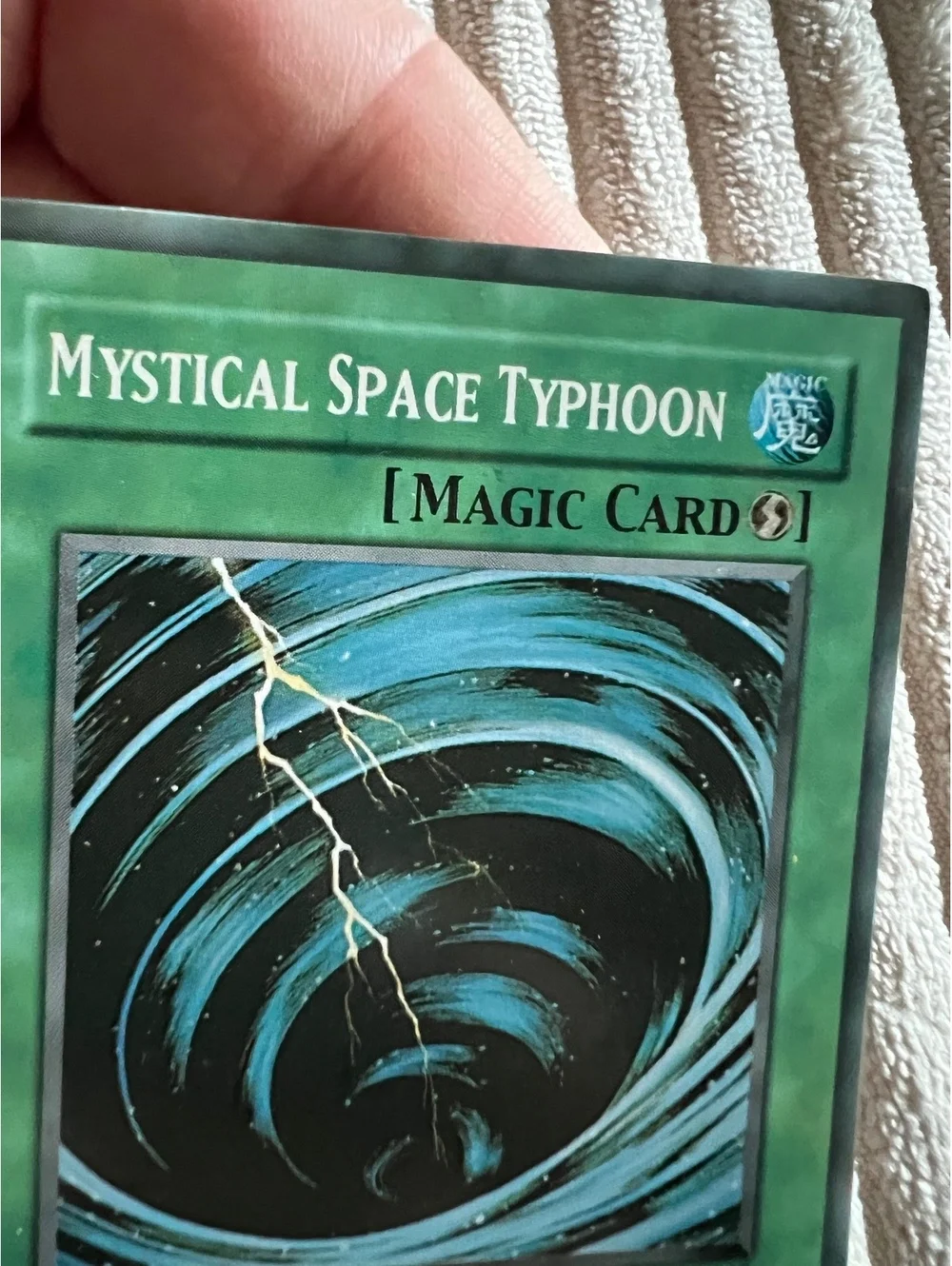 Vintage mystical space typhoon, first edition ultra rare SYE-037 Yu-Gi-Oh card